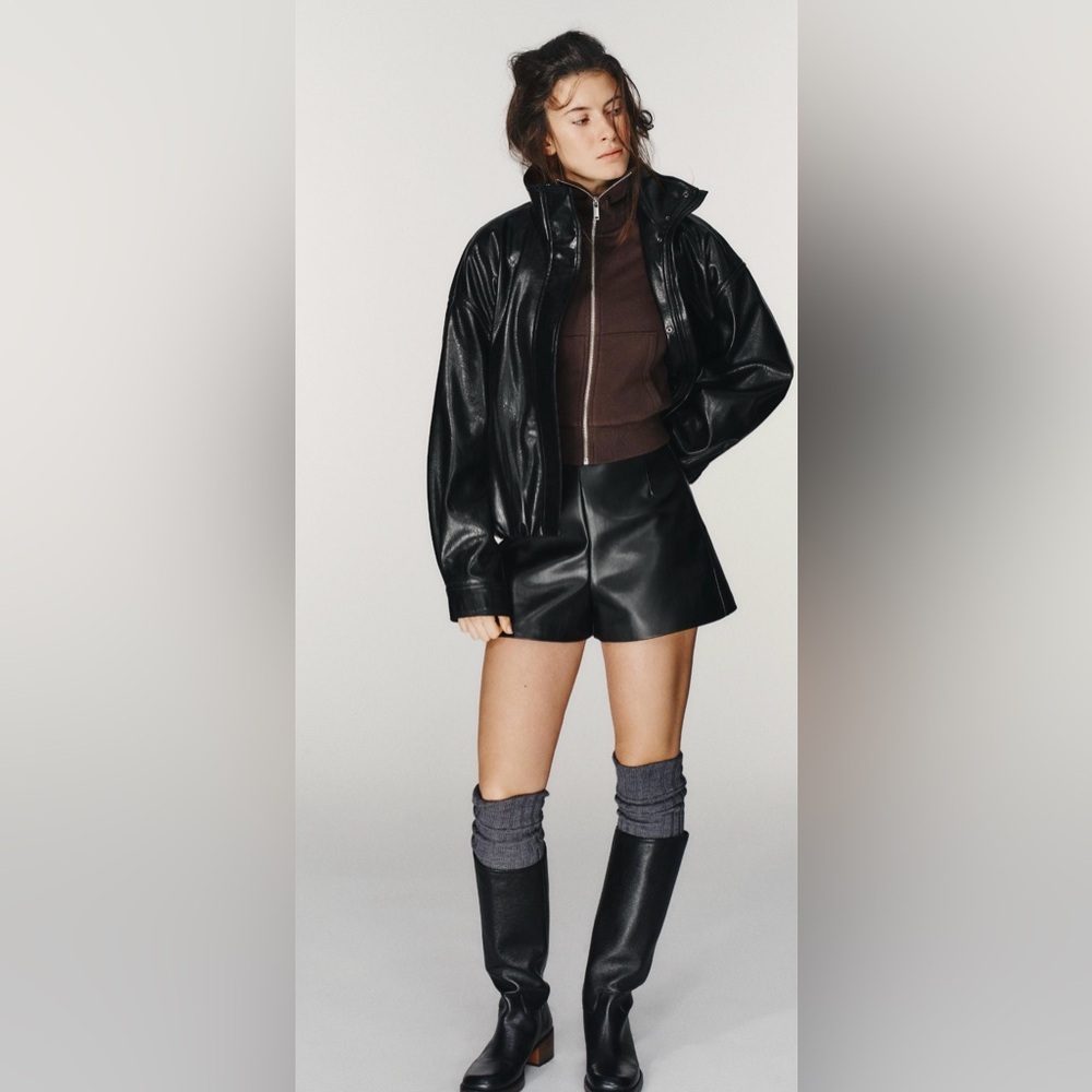 NWT Zara Faux Leather High-Waisted Shorts
